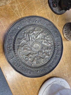 Lot 48 - After Eugenio Bellosio (1847-1927). Battle of Lapiths and Centaurs, circular bronze dish