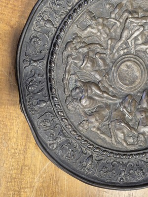 Lot 48 - After Eugenio Bellosio (1847-1927). Battle of Lapiths and Centaurs, circular bronze dish