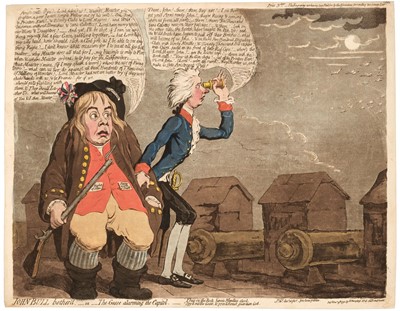 Lot 98 - Gillray (James) John Bull bother'd or The geese alarming the Capitol, 1792