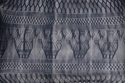 Lot 329 - Clothing. A rare blue sprang sash, probably Hungarian or Turkish, circa 1620