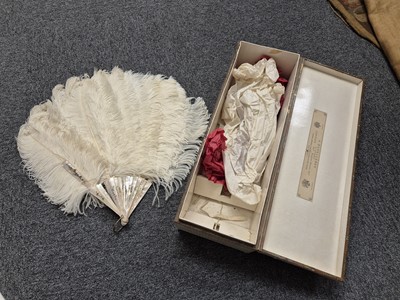 Lot 373 - Fans. A boxed ostrich feather court fan, early 20th century, and 3 others similar