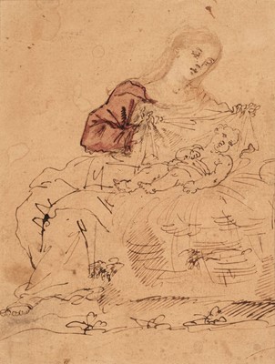 Lot 47 - Circle of Anthony van Dyck (1599-1641). Madonna and Child