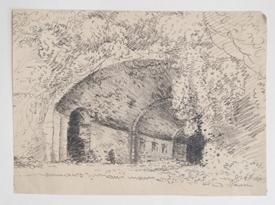 Lot 62 - Nattes (John Claude, 1765-1822). River Landscape, possibly Devon, pencil & wash on paper