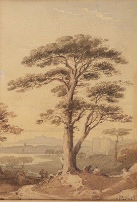 Lot 165 - Varley (John I, 1778-1842). Landscape with tree and castle in the distance, circa 1820