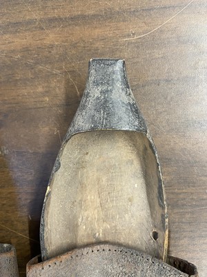 Lot 328 - Clothing. A pair of wooden pattens, probably 18th century