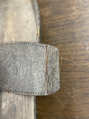 Lot 328 - Clothing. A pair of wooden pattens, probably 18th century