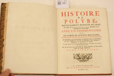 Lot 330 - Folard (Jean Charles de). Histoire de Polybe, 7 volumes, 1753