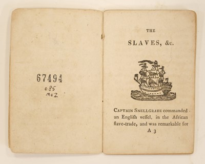 Lot 354 - Slavery. The Slaves; or, The Benefit Repaid, Gainsborough: Henry Mozley, circa 1820