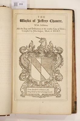 Lot 312 - Chaucer (Geoffrey). The Works of Our Ancient... & Excellent English Poet, Jeffrey Chaucer