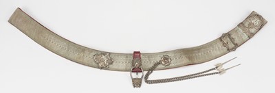 Lot 232 - Cross Belt. A George V silver mounted cross belt
