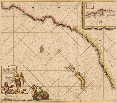 Lot 187 - North Africa. Van Keulen (Johannes), Nieuwe Pascaert vande Kust van Maroca en Zanhaga.., circa 1700