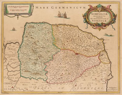 Lot 182 - Norfolk & Suffolk. Jansson (J), Norfolciae Descriptio.., published Amsterdam, circa 1638