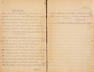 Lot 256 - Boer War Diary. 'Flashes of Thoughts for Spare Moments', by A. Melville 'Sapper' Gee, 1899-1900