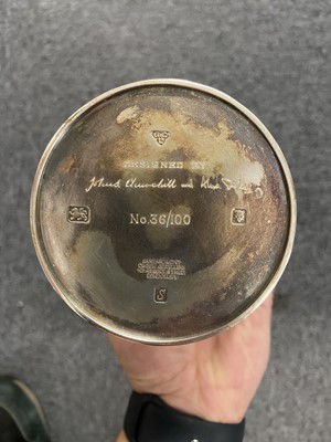 Lot 499 - Cigar Case. "The Churchill Centenary" cylindrical cigar case by Garrard & Co Ltd