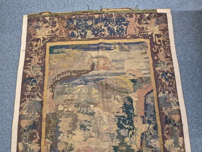 Lot 368 - Tapestry. A verdure tapestry of a country house, probably French, circa 1680-1720