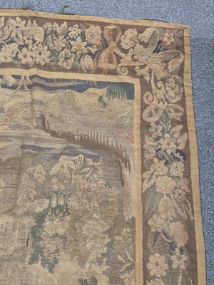 Lot 368 - Tapestry. A verdure tapestry of a country house, probably French, circa 1680-1720