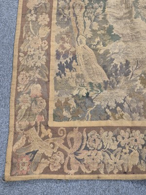 Lot 368 - Tapestry. A verdure tapestry of a country house, probably French, circa 1680-1720