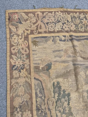 Lot 368 - Tapestry. A verdure tapestry of a country house, probably French, circa 1680-1720