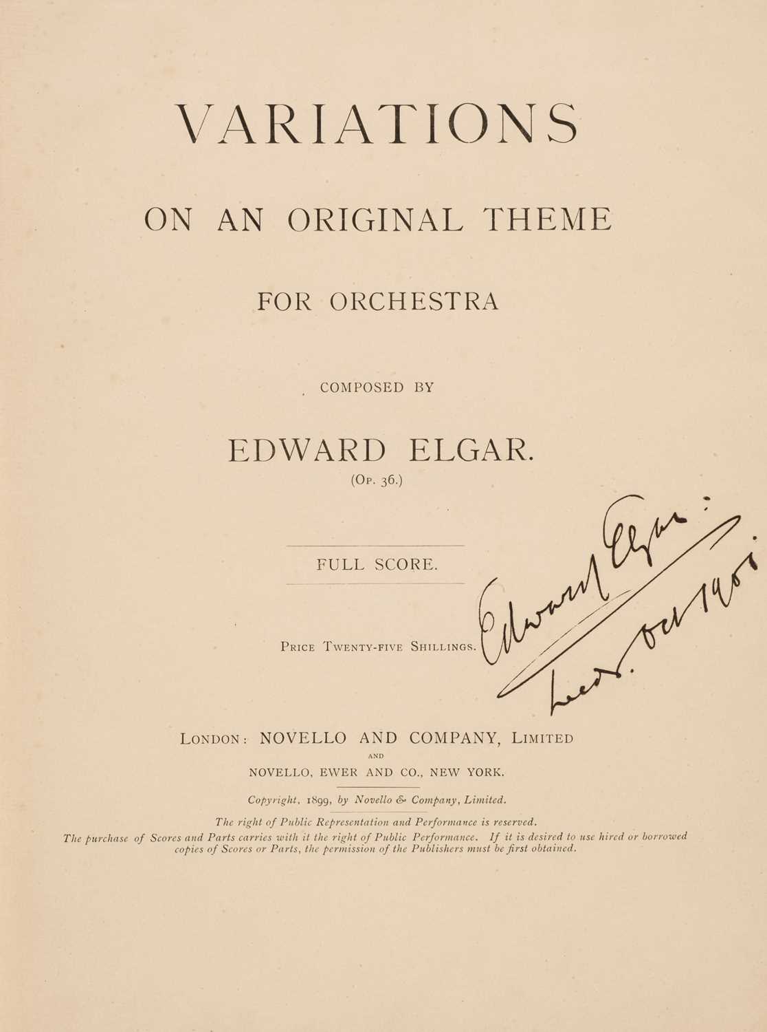 Lot 409 - Elgar (Edward). Variations on an Original Theme for Orchestra, 1st edition, 1899