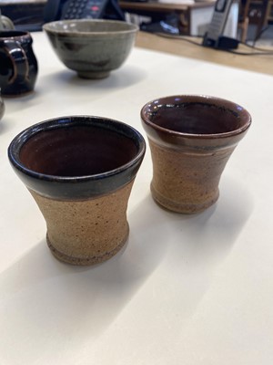 Lot 401 - Leach Pottery. A porcelain cruet set and other items