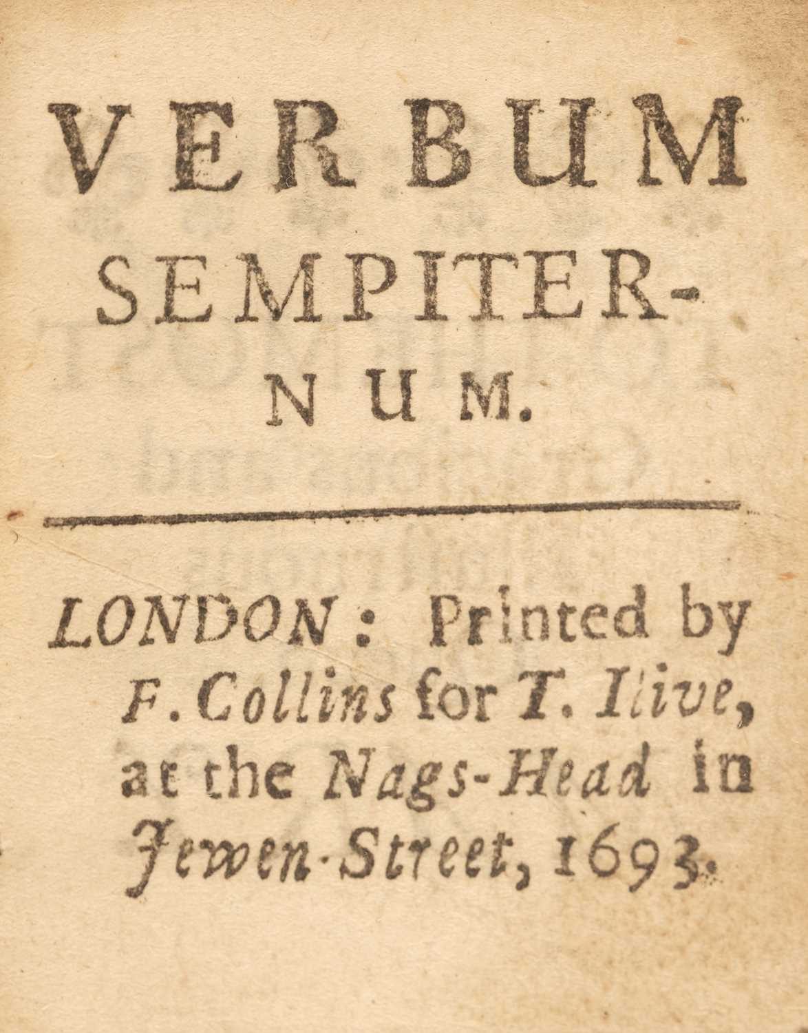 Lot 313 - Taylor (John) - Bible [English]. Verbum Sempiternum [and] Salvator Mundi, 1693