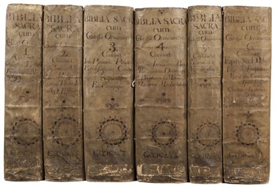 Lot 289 - Bible [Latin]. Biblia sacra cum Glossa Ordinaria..., 6 vols., Antwerp, 1634
