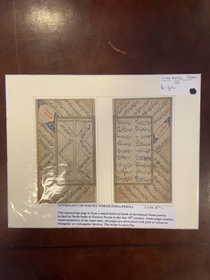 Lot 315 - Islamic Manuscript Leaves. A group of 17 assorted Islamic manuscript leaves, 16th/19th century