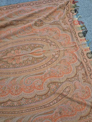 Lot 366 - Shawls. A large crinoline shawl, mid 19th century, & 3 others