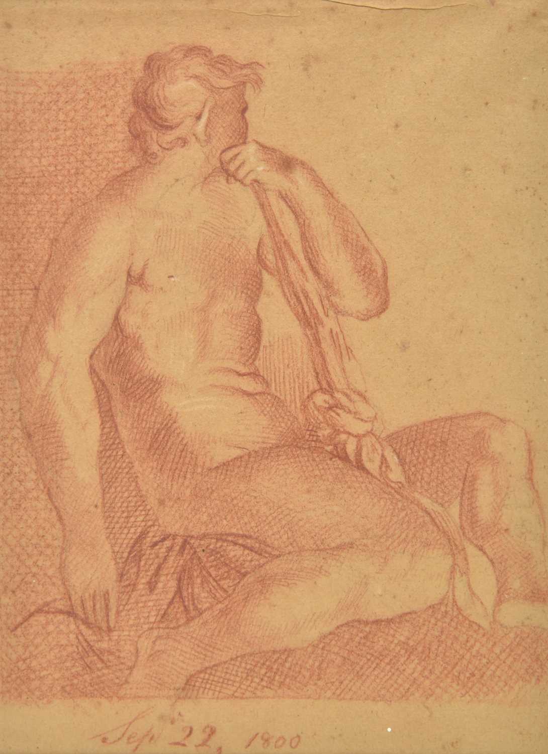 Lot 218 - English School. Study of a seated male nude, 1800