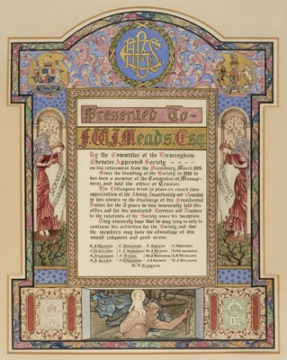 Lot 44 - Illuminated Address. Presented to F. W. J. Meads, 1929, and one other