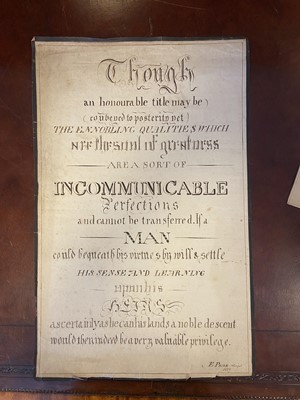 Lot 358 - Calligraphy. Four folio sheets by Edward Pear, dated 1827 & 1828