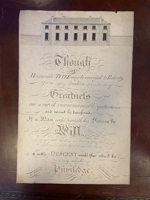 Lot 358 - Calligraphy. Four folio sheets by Edward Pear, dated 1827 & 1828