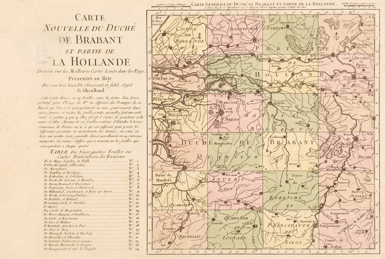 Lot 17 - Dheulland (Guillaume). Carte Nouvelle de Duché de Brabant et partie de la Holland, Paris, 1744