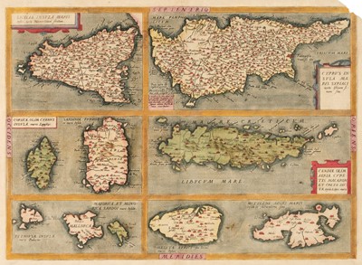 Lot 154 - Mediterranean Islands. De Jode (Gerard), Sicilia Insula Maris... Antwerp: Arnold Coninx, 1593
