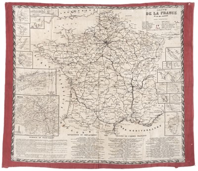 Lot 33 - Handkerchief. Carte de la France, Rouen: Manufacture de E. Renault (fl. 1860-1890)