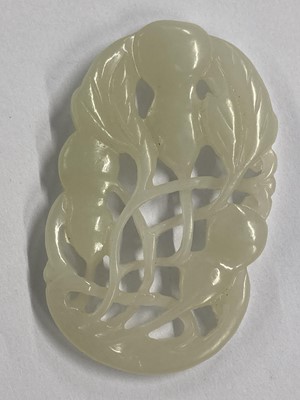 Lot 488 - Jade. A Chinese jade fruit, carved as berries and vine and other pieces