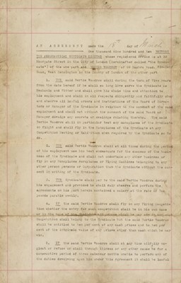 Lot 316 - Pioneer Aviation. "Possibly the first officially contracted test pilot in the UK" Bertie Woodrow, 1910