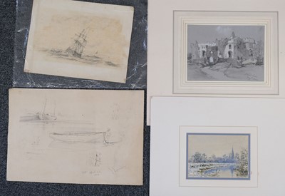 Lot 38 - Harding (James Duffield, 1797-1863). Carew Castle, August 1844, pencil..., and others