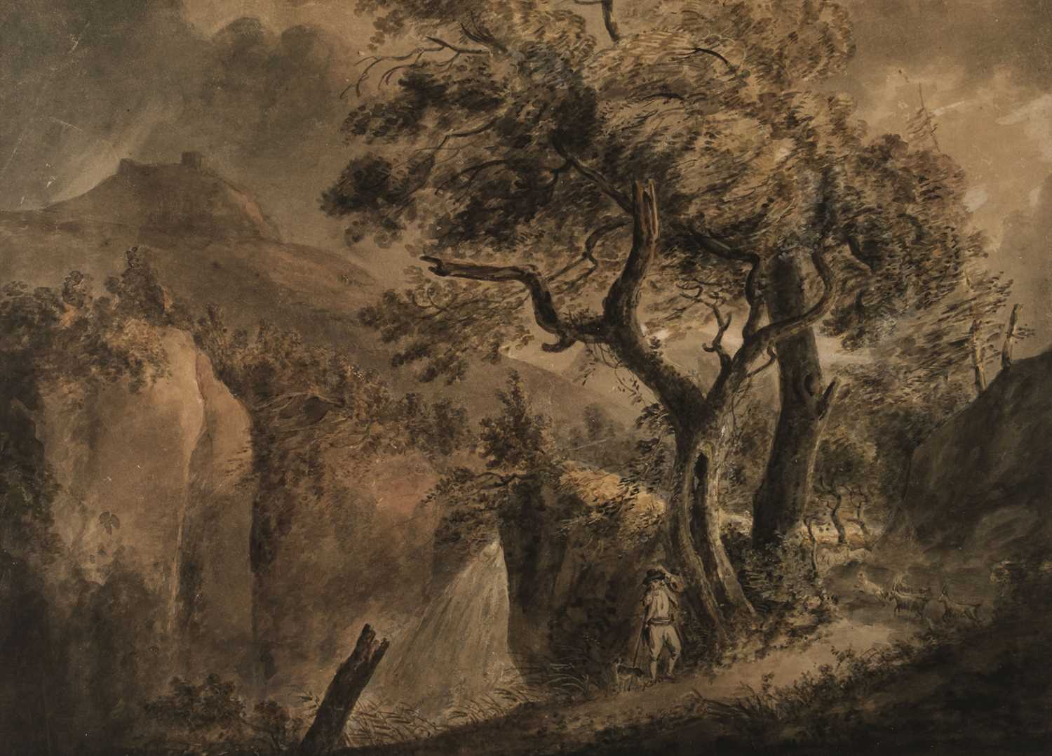 Lot 74 - English School. Figure on a Mountain Path, early 19th century