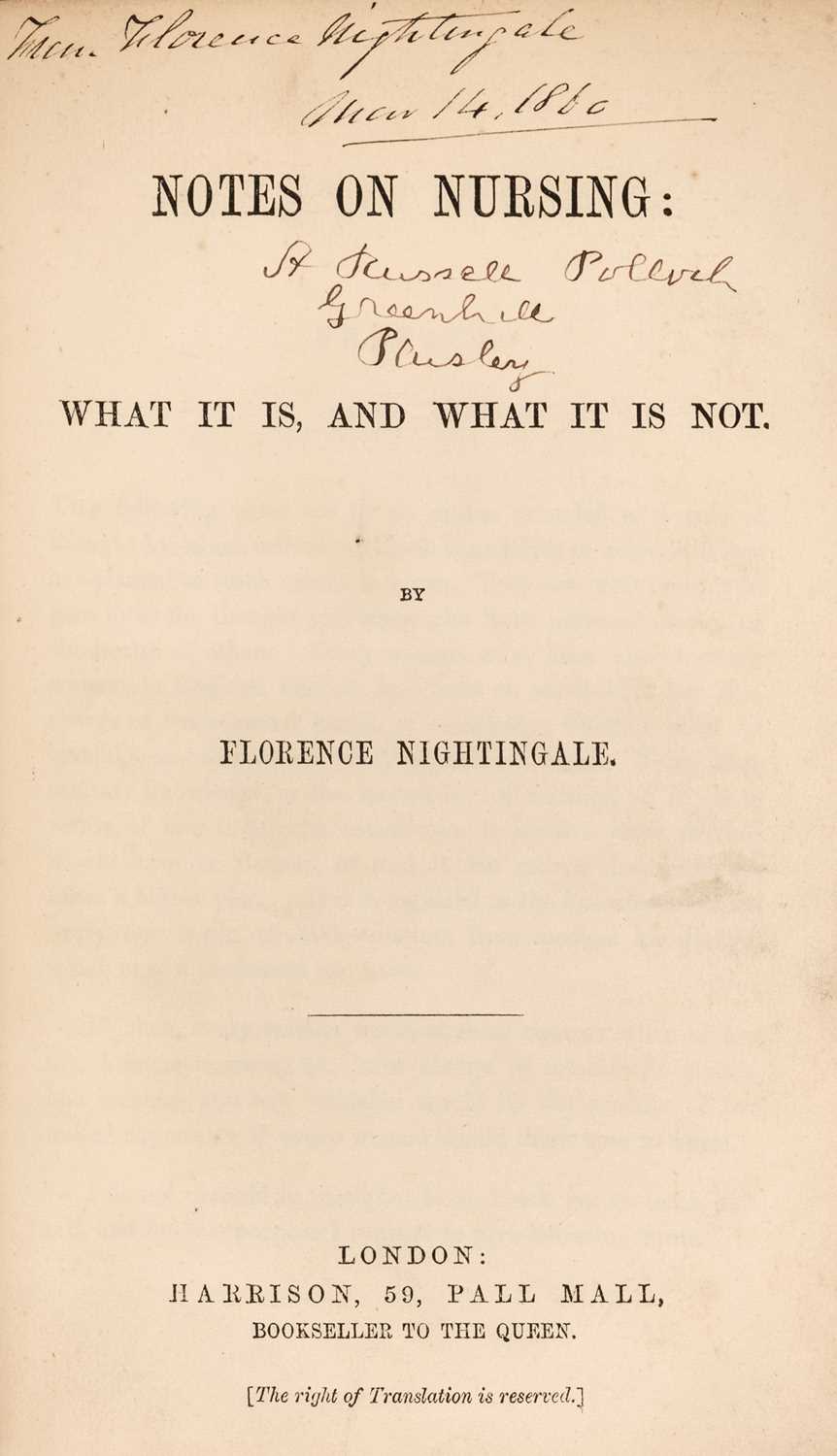 Lot 282 - Nightingale (Florence). Notes on Nursing: What it is, and what it is not, 1st ed., 2nd issue, [1860]