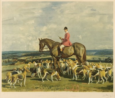 Lot 58 - Munnings (Alfred J., 1878-1959). Stanley Barker and the Pytchley Hounds, 1948