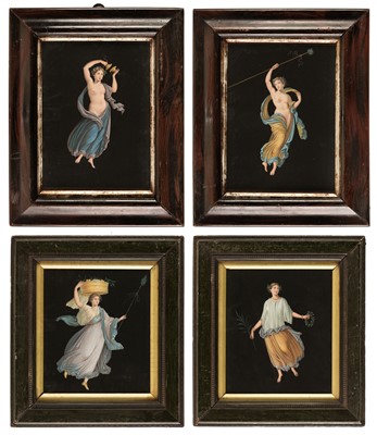 Lot 28 - Style of Michelangelo Maestri (1741-1812). Four allegorical female figures, gouache