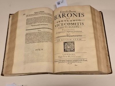 Lot 334 - Bacon (Francis). Instauratio Magna [Novum Organum], 1st edition, 2nd issue, 1620