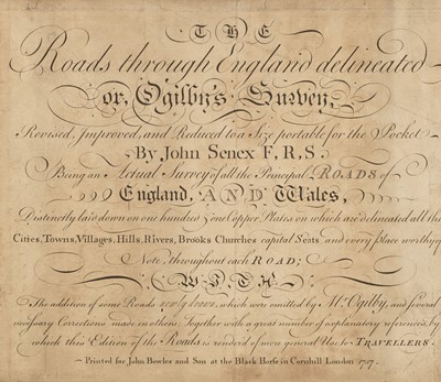 Lot 86 - Senex (John). The Roads Through England Delineated or, Ogilby's Survey, revised..., 1757
