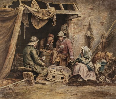 Lot 164 - Ward (William H., active 1850-1900). Fishermen and woman playing the cards (Cornwall?), 1876