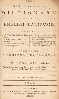 Lot 317 - Ash (John). The New and Complete Dictionary of the English Language, 2 volumes, 1775