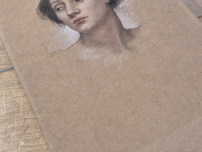 Lot 166 - De Morgan (Evelyn, 1855-1919). Preparatory study of a female head, circa 1914