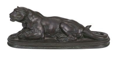 Lot 98 - Barye (Antoine-Louis, 1796-1875). Panthère couchée, bronze