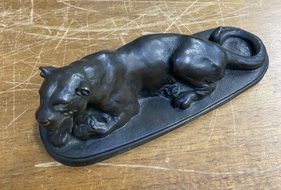 Lot 40 - Barye (Antoine-Louis, 1796-1875). Panthère couchée, bronze