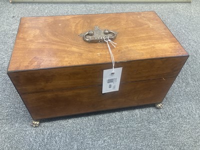 Lot 459 - Tea Caddy. A George III satinwood and silver tea caddy, circa 1800